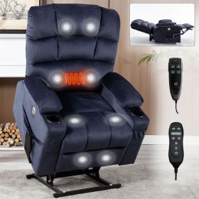 Blue Dual Motor Infinite Position Up to 350 LBS Chenille Power Lift Recliner Chair