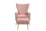 Modern Accent Chair with Ottoman, Comfy Armchair for Living Room, Bedroom, Apartment, Office (Pink)