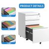 3 Drawer Mobile File Cabinet with Lock,Metal Filing Cabinets for Home Office Organizer Letters/Legal/A4,Fully Assembled,White