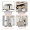 Furniture Style Dog Crate End Table with Drawer, Pet Kennels with Double Doors, Dog House Indoor Use, Grey, 29.9'' W x 24.8'' D x 30.71'' H.