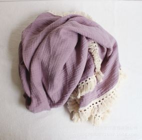 Baby Cotton Double Yarn Tassel Bath Towel (Option: Purple-100x120cm)