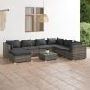 8 Piece Patio Lounge Set with Cushions Poly Rattan Gray