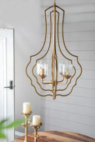 4 - Light Metal Chandelier, Hanging Light Fixture with Adjustable Chain for Kitchen Dining Room Foyer Entryway, Bulb Not Included (Color: as Pic)
