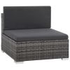 8 Piece Patio Lounge Set with Cushions Poly Rattan Gray