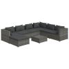 8 Piece Patio Lounge Set with Cushions Poly Rattan Gray